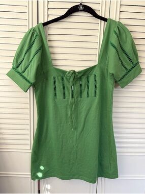 Charlotte Russe Green Puff-Sleeve Tunic